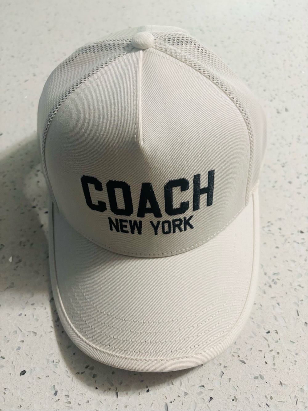 COACH New York White Logo Trucker Cap